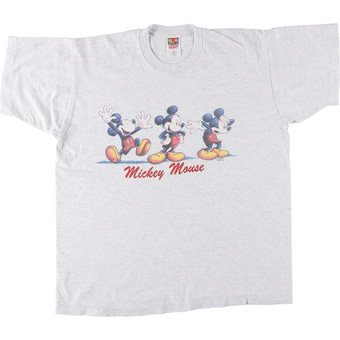 90'S Fruit of the Loom MICKEY MOUSE Mickey Mouse character print T-shirt made in USA, men's XL size cotton gray type Vintage Second Hand