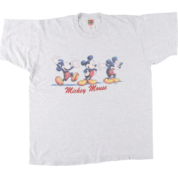 90'S Fruit of the Loom MICKEY MOUSE Mickey Mouse character print T-shirt made in USA, men's XL size cotton gray type Vintage Second Hand