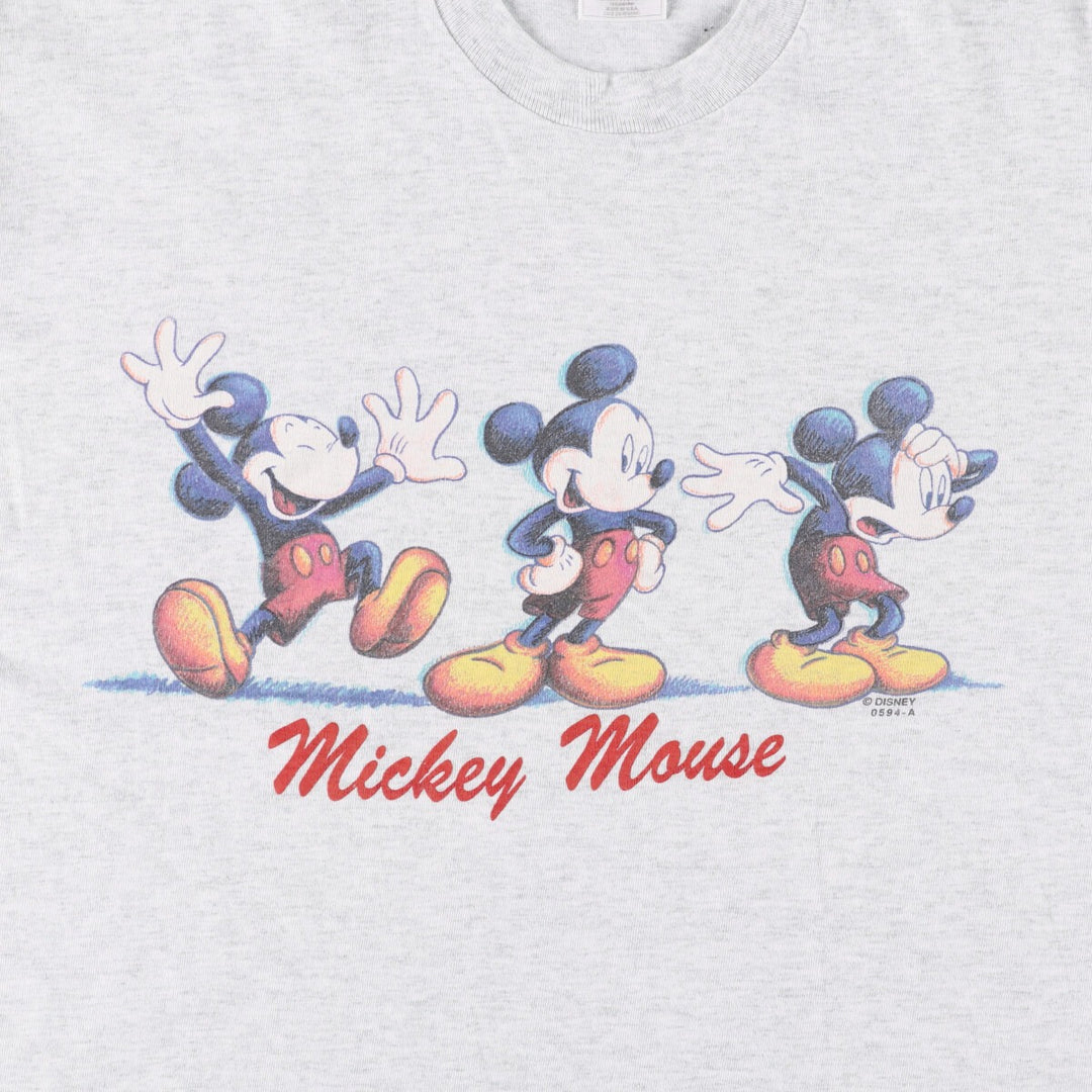90'S Fruit of the Loom MICKEY MOUSE Mickey Mouse character print T-shirt made in USA, men's XL size cotton gray type Vintage Second Hand