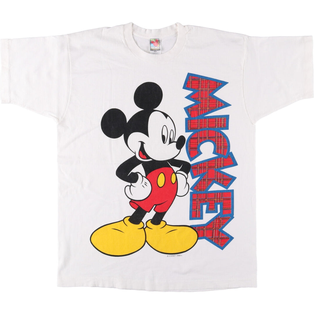 90'S MICKEY UNLIMTED MICKEY MOUSE Mickey Mouse character print T-shirt made in USA men's XL equivalent vintage cotton white type Vintage Second Hand