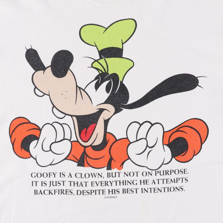 90'S MICKEY UNLIMTED GOOFY Goofy character print T-shirt Men's M size Short sleeve Vintage cotton white type Vintage Second Hand