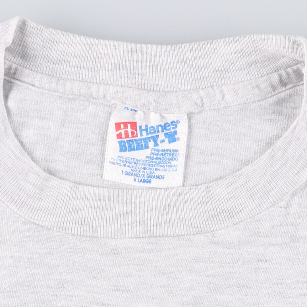 90'S Hanes GOOFY character print T-shirt, made in USA, men's XL size, vintage cotton gray type Vintage Second Hand
