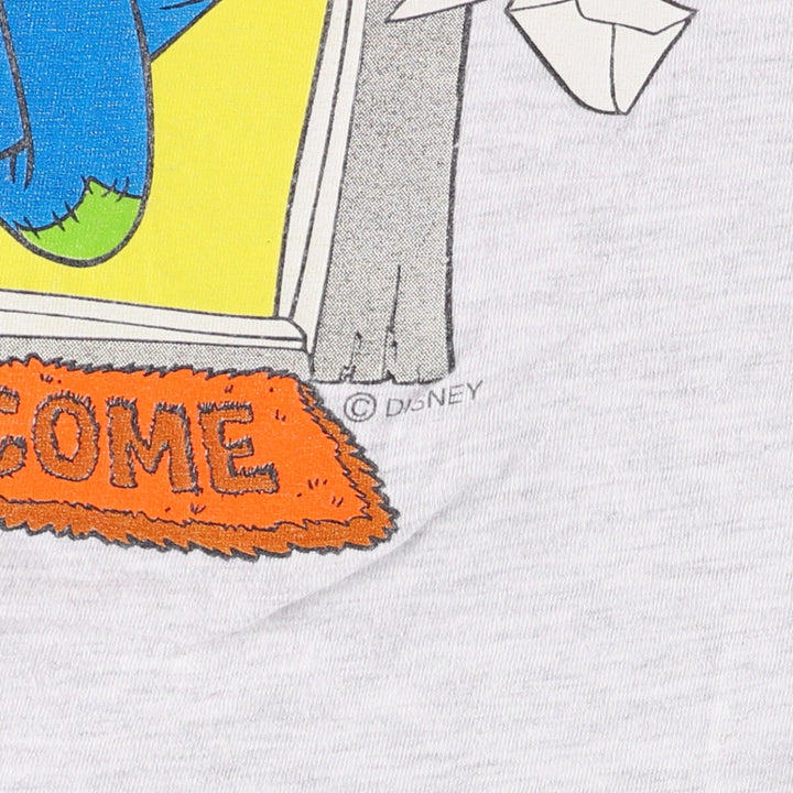 90'S Hanes GOOFY character print T-shirt, made in USA, men's XL size, vintage cotton gray type Vintage Second Hand