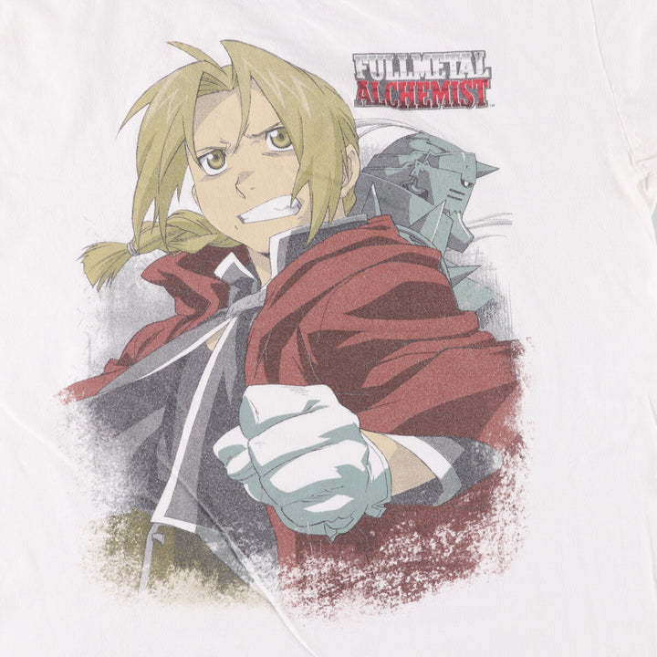 FULLMETAL ALCHEMIST Anime Character Print T-Shirt Men's Size L cotton white type Vintage Second Hand
