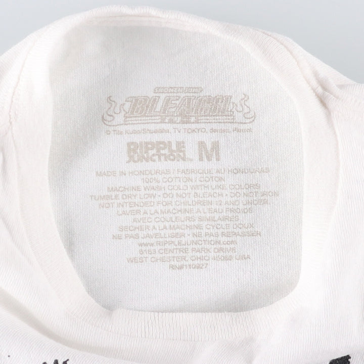BLEACH Anime Character Print T-Shirt, Men's M Size cotton white type Vintage Second Hand