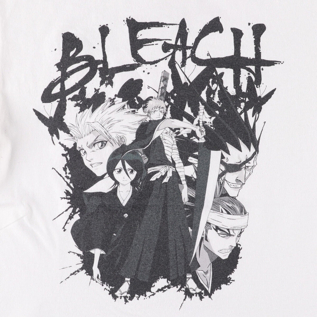 BLEACH Anime Character Print T-Shirt, Men's M Size cotton white type Vintage Second Hand