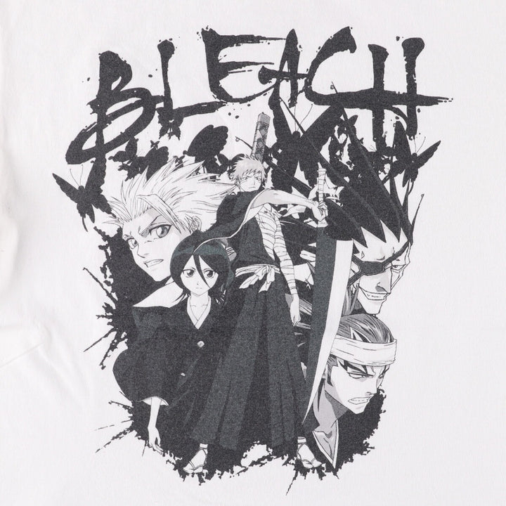 BLEACH Anime Character Print T-Shirt, Men's M Size cotton white type Vintage Second Hand