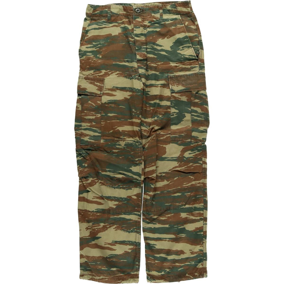 00'S Greek Army Camouflage Pattern Lizard Camo Ripstop Military Cargo Pants XS Men's W31 equivalent cotton Khaki type Vintage Second Hand