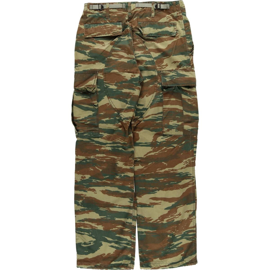 00'S Greek Army Camouflage Pattern Lizard Camo Ripstop Military Cargo Pants XS Men's W31 equivalent cotton Khaki type Vintage Second Hand