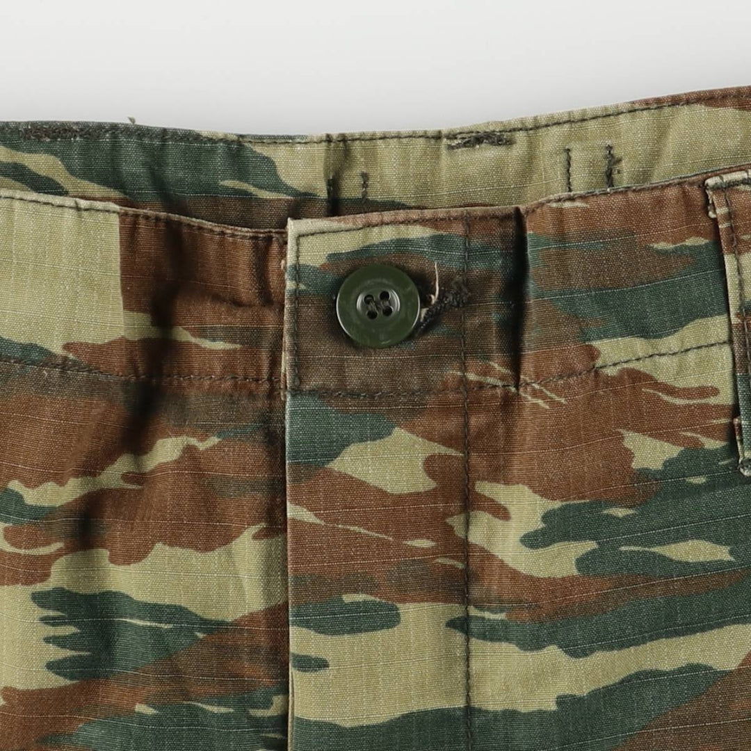 00'S Greek Army Camouflage Pattern Lizard Camo Ripstop Military Cargo Pants XS Men's W31 equivalent cotton Khaki type Vintage Second Hand