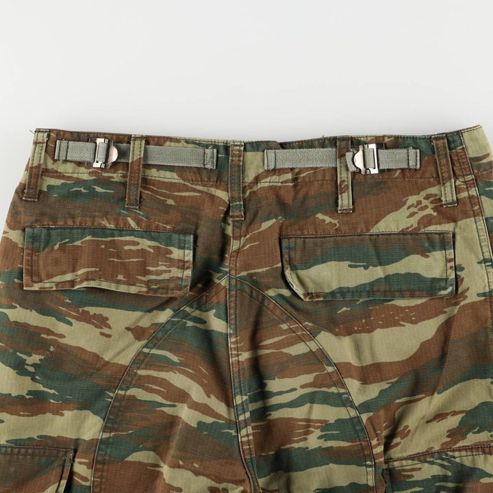 00'S Greek Army Camouflage Pattern Lizard Camo Ripstop Military Cargo Pants XS Men's W31 equivalent cotton Khaki type Vintage Second Hand