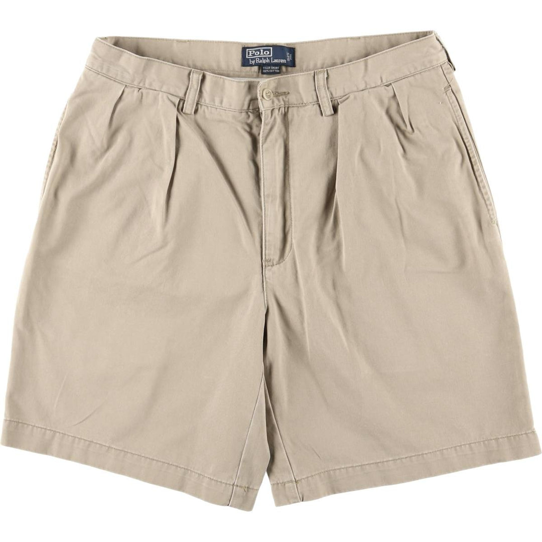 Ralph Lauren POLO by Ralph Lauren TYLER SHORT Two-pleat chino shorts, short pants, men's size W34 cotton Beige type Vintage Second Hand
