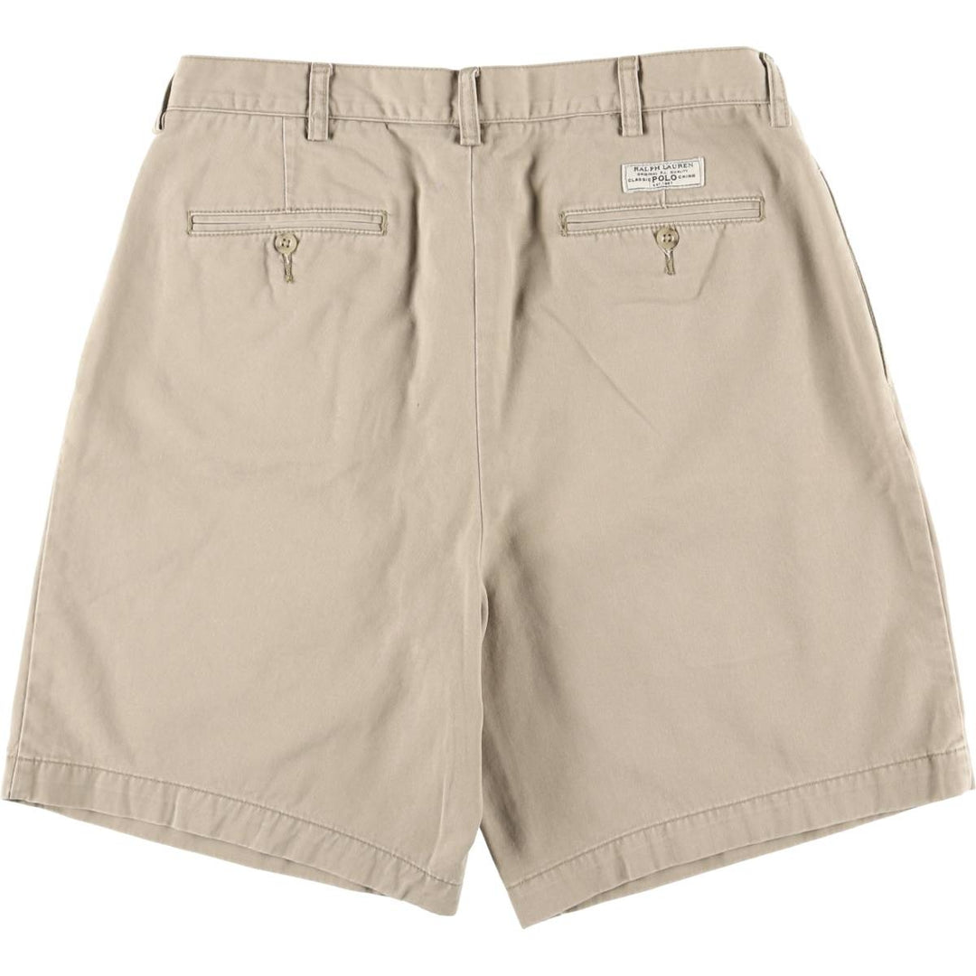 Ralph Lauren POLO by Ralph Lauren TYLER SHORT Two-pleat chino shorts, short pants, men's size W34 cotton Beige type Vintage Second Hand
