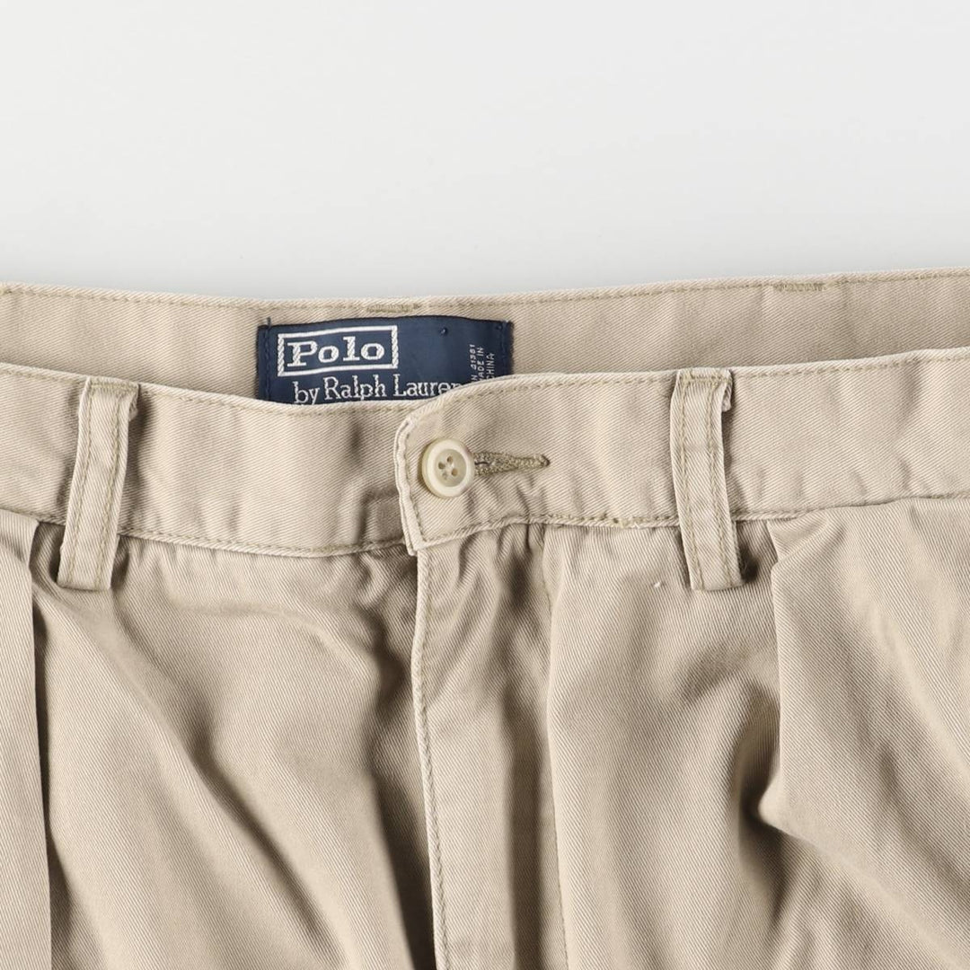 Ralph Lauren POLO by Ralph Lauren TYLER SHORT Two-pleat chino shorts, short pants, men's size W34 cotton Beige type Vintage Second Hand