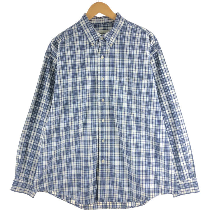 Eddie Bauer Long Sleeve Button-Down Check Shirt, Men's XL cotton blue type Vintage Second Hand