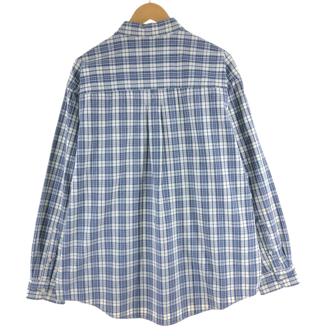 Eddie Bauer Long Sleeve Button-Down Check Shirt, Men's XL cotton blue type Vintage Second Hand
