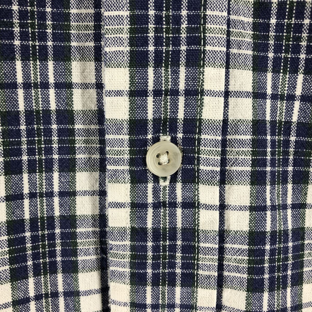 Eddie Bauer Long Sleeve Button-Down Check Shirt, Men's XL cotton blue type Vintage Second Hand
