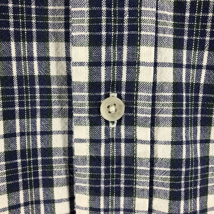Eddie Bauer Long Sleeve Button-Down Check Shirt, Men's XL cotton blue type Vintage Second Hand