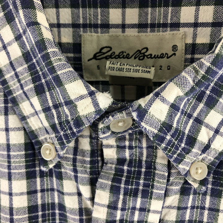 Eddie Bauer Long Sleeve Button-Down Check Shirt, Men's XL cotton blue type Vintage Second Hand