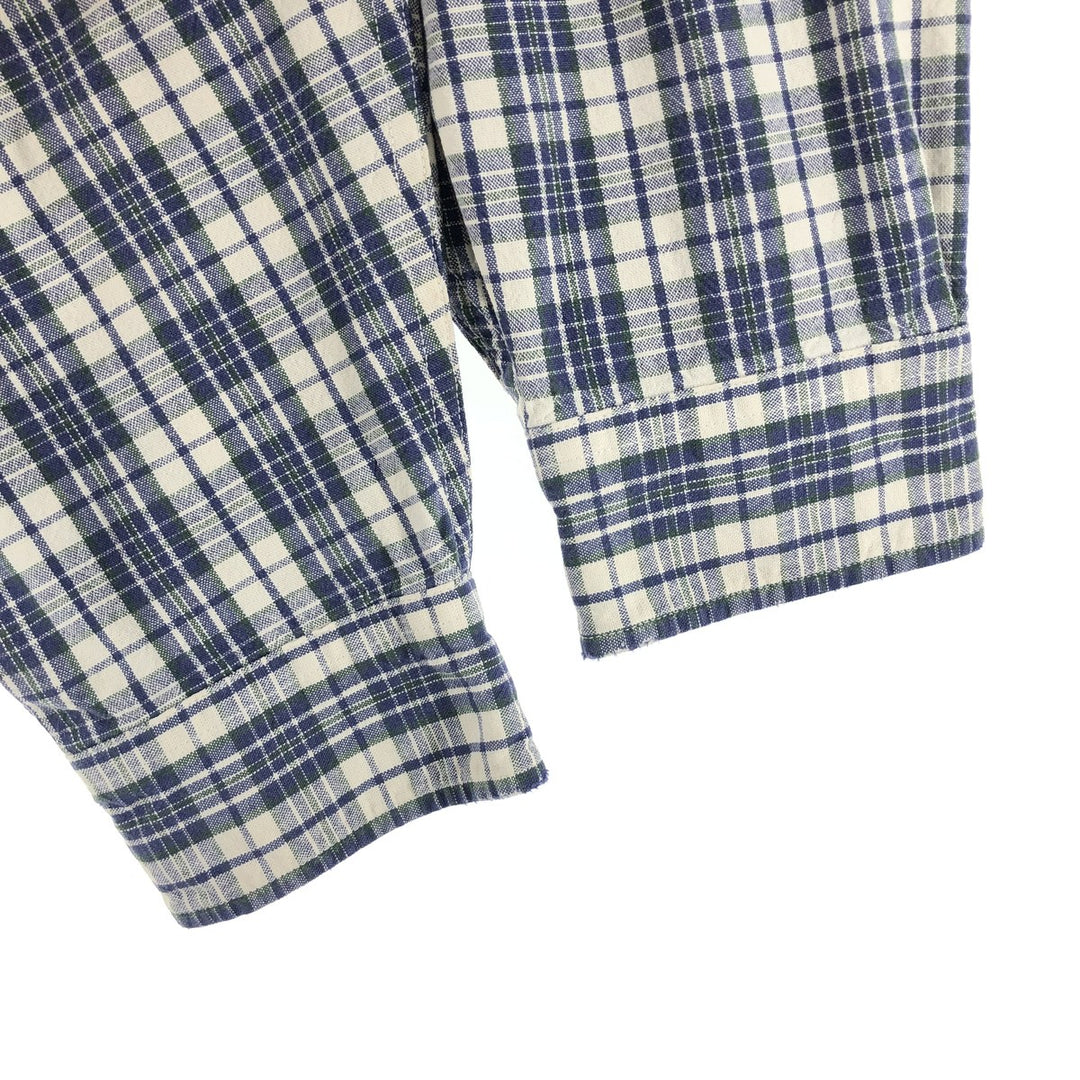 Eddie Bauer Long Sleeve Button-Down Check Shirt, Men's XL cotton blue type Vintage Second Hand