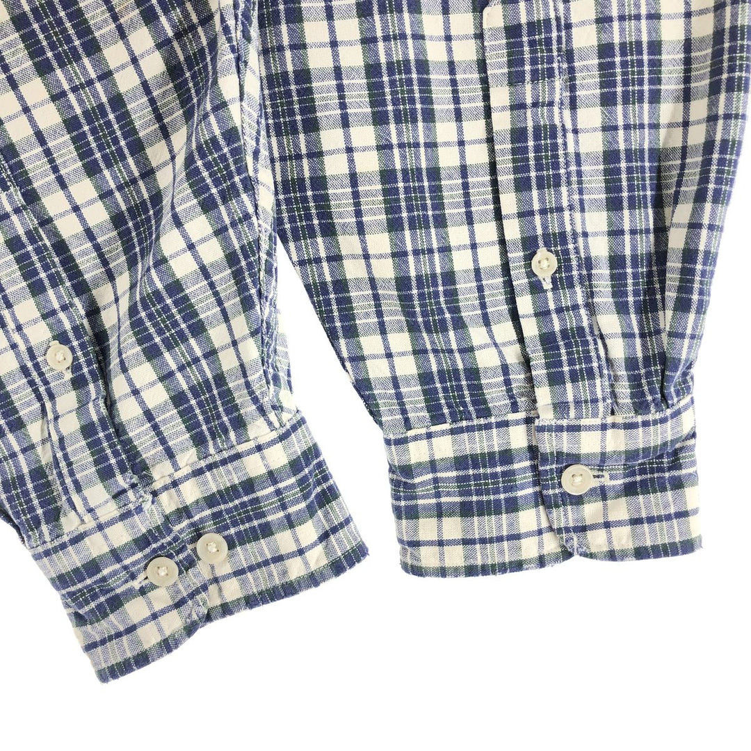 Eddie Bauer Long Sleeve Button-Down Check Shirt, Men's XL cotton blue type Vintage Second Hand