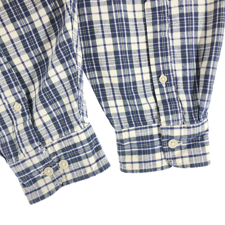 Eddie Bauer Long Sleeve Button-Down Check Shirt, Men's XL cotton blue type Vintage Second Hand