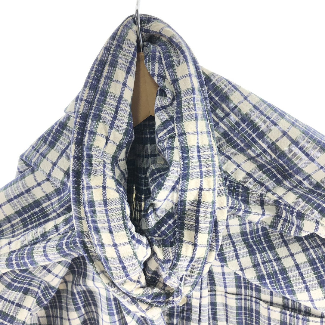 Eddie Bauer Long Sleeve Button-Down Check Shirt, Men's XL cotton blue type Vintage Second Hand