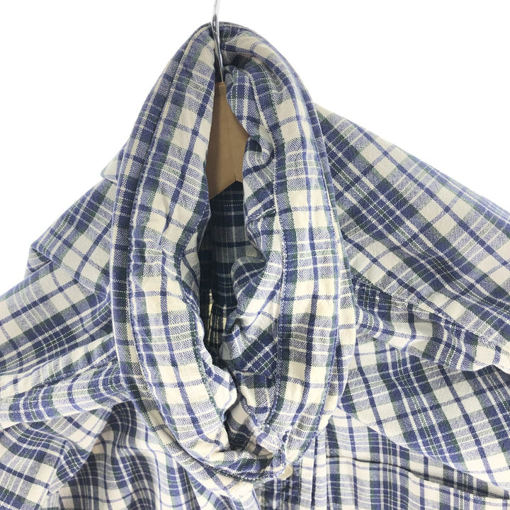 Eddie Bauer Long Sleeve Button-Down Check Shirt, Men's XL cotton blue type Vintage Second Hand