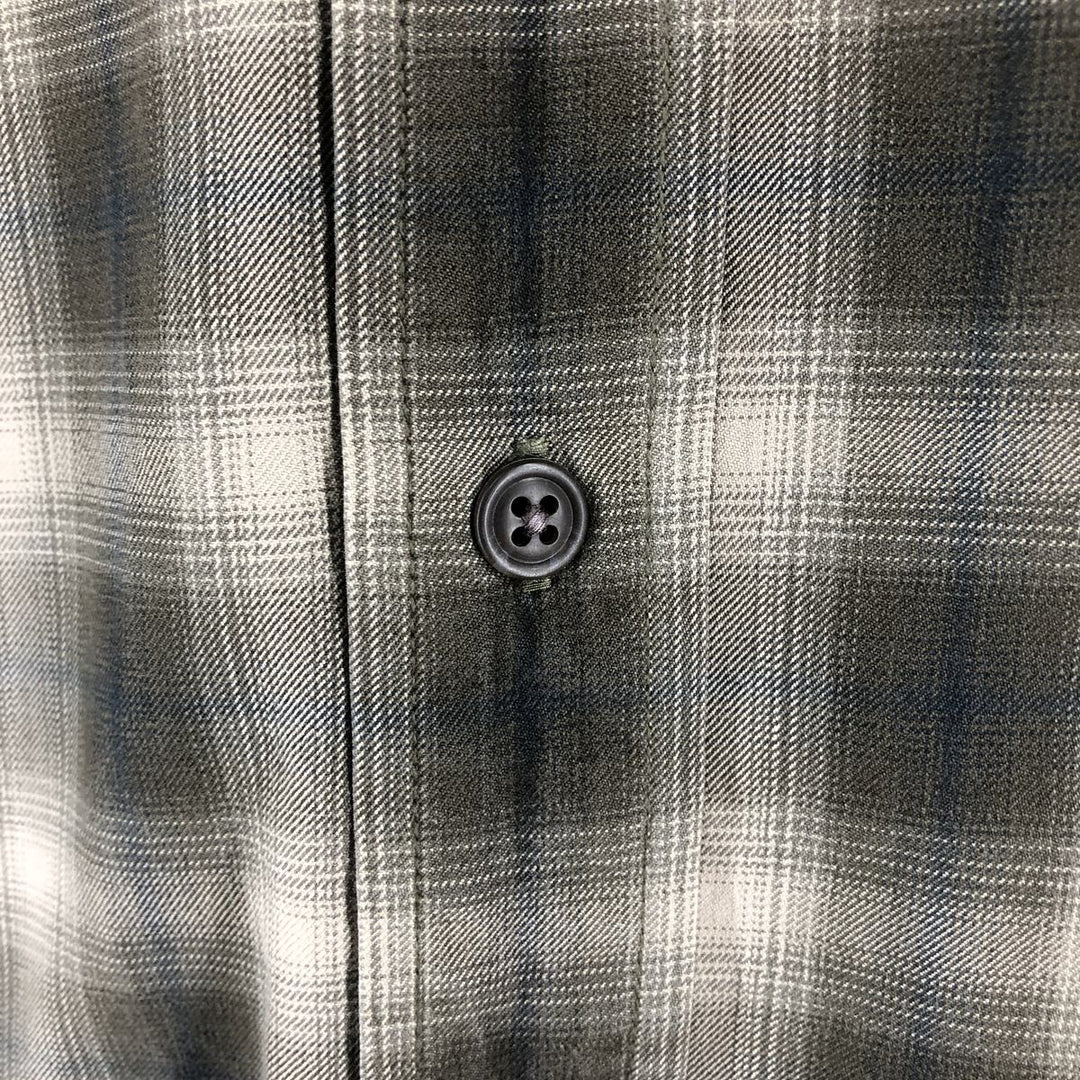 00'S Eddie Bauer ombre check long sleeve cotton check shirt, men's size L cotton brown type Vintage Second Hand