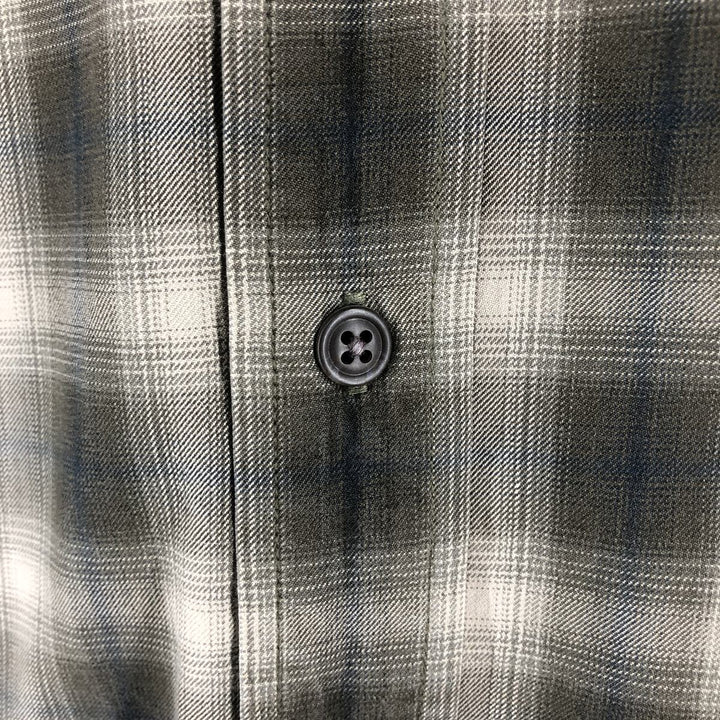 00'S Eddie Bauer ombre check long sleeve cotton check shirt, men's size L cotton brown type Vintage Second Hand