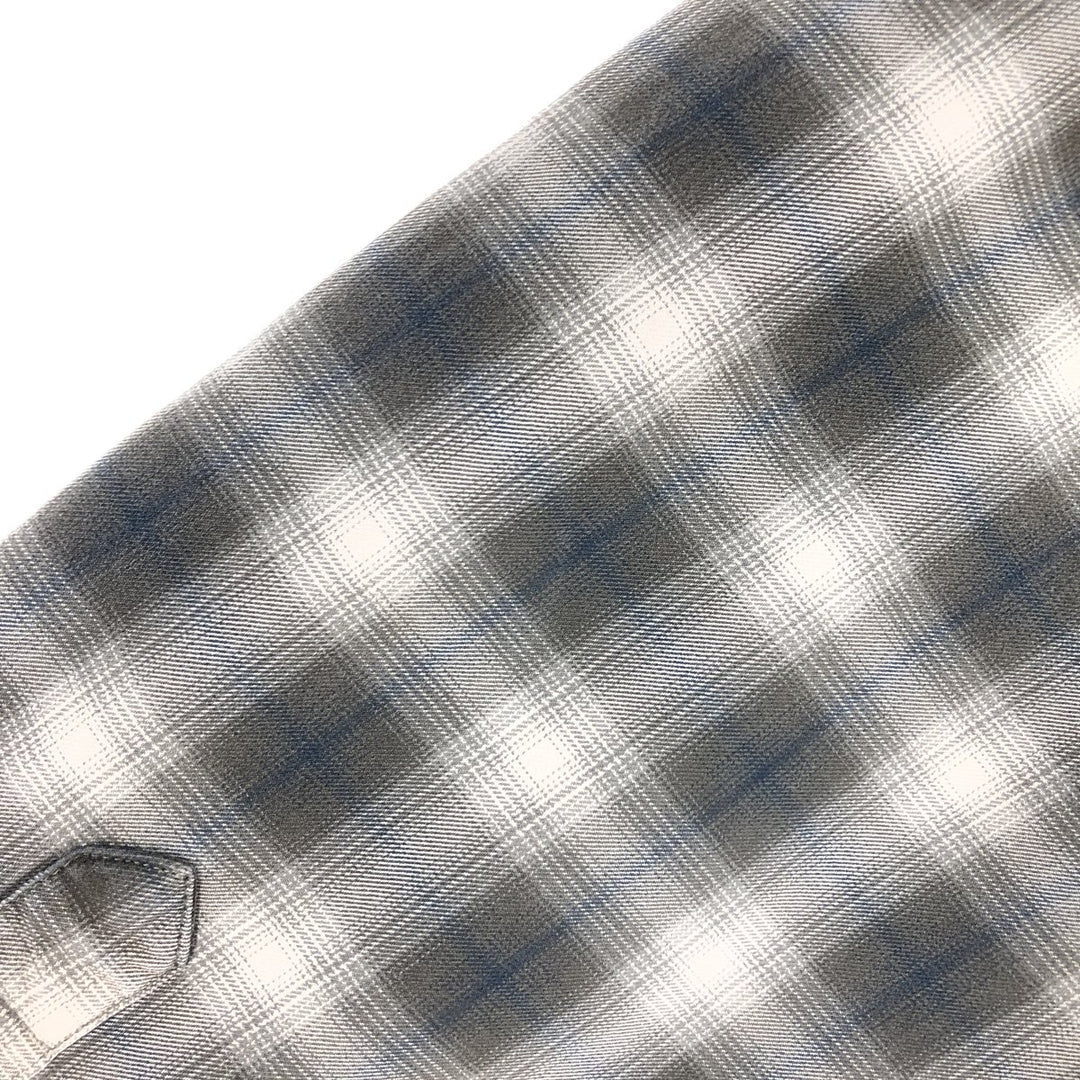 00'S Eddie Bauer ombre check long sleeve cotton check shirt, men's size L cotton brown type Vintage Second Hand