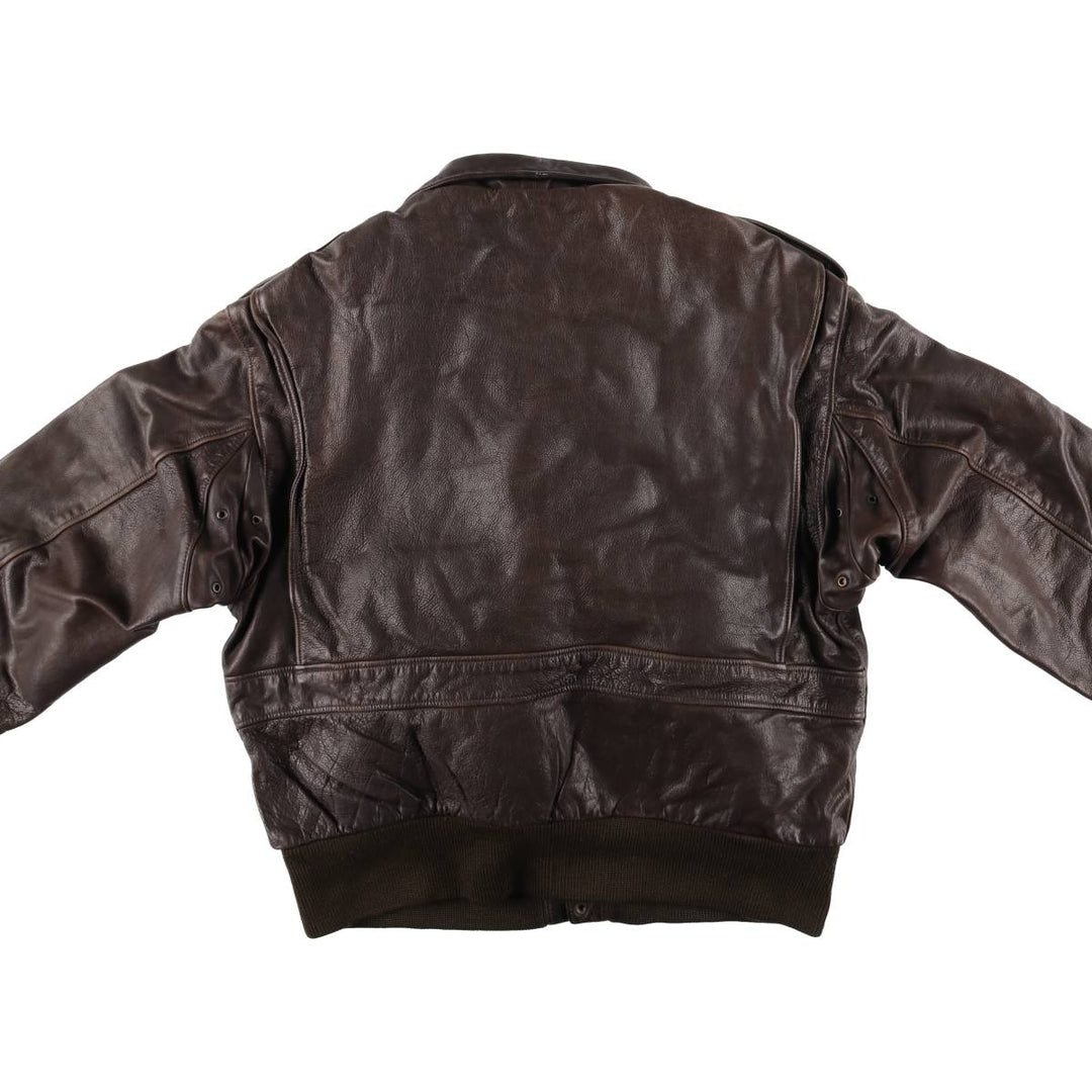 OLIVIER DE BREUIL A-2 Leather Flight Jacket, Men's Size XL genuine leather brown type Vintage Second Hand