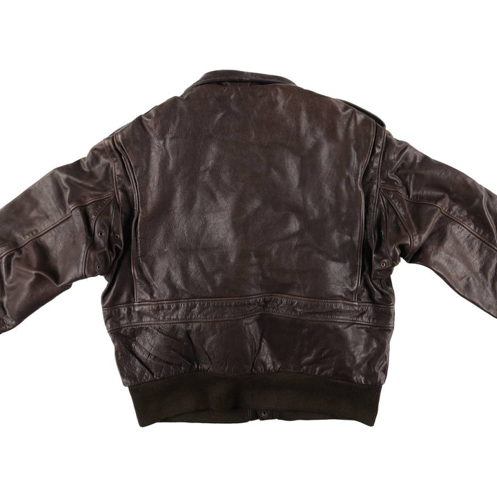 OLIVIER DE BREUIL A-2 Leather Flight Jacket, Men's Size XL genuine leather brown type Vintage Second Hand