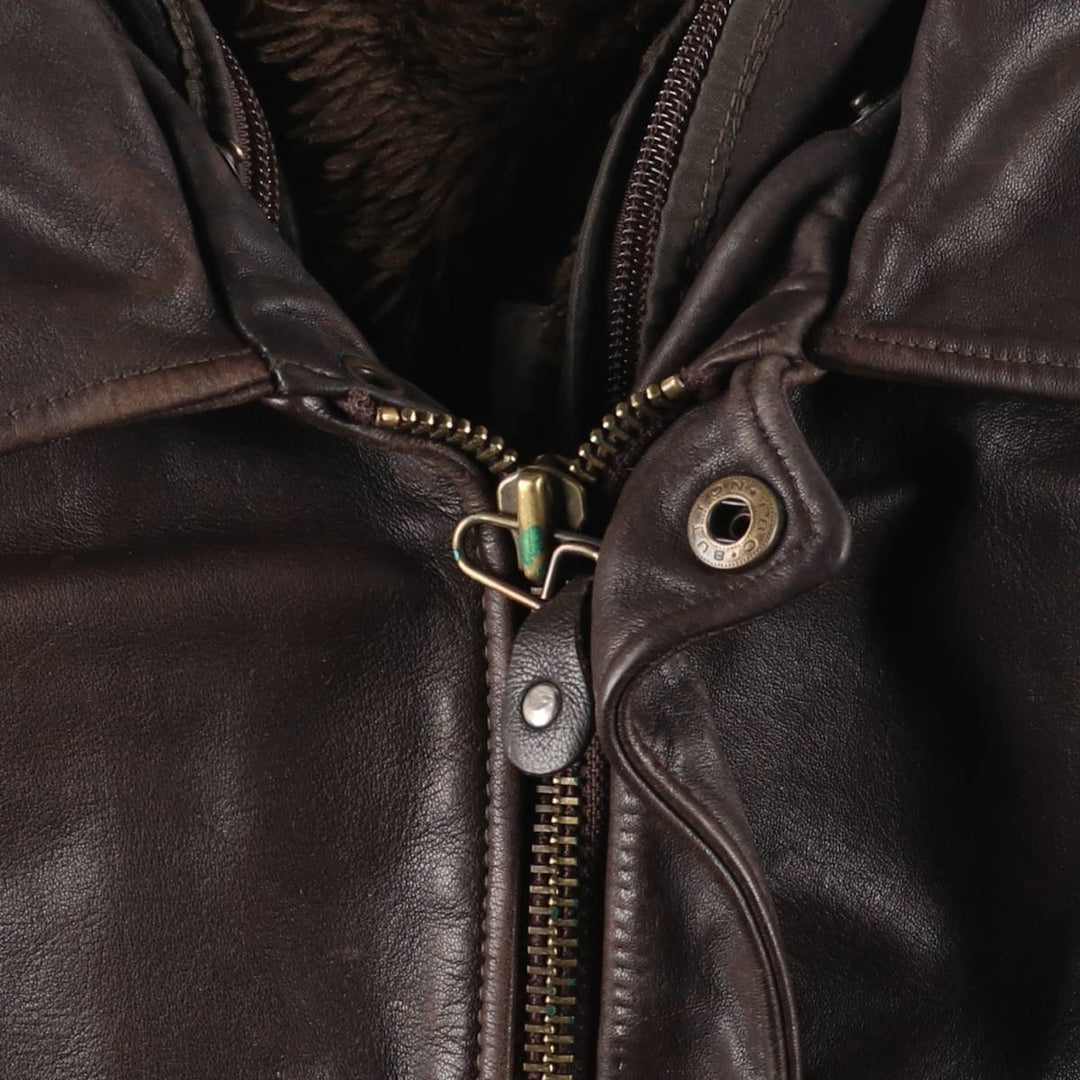 OLIVIER DE BREUIL A-2 Leather Flight Jacket, Men's Size XL genuine leather brown type Vintage Second Hand