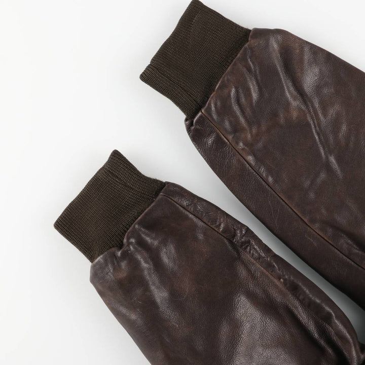 OLIVIER DE BREUIL A-2 Leather Flight Jacket, Men's Size XL genuine leather brown type Vintage Second Hand