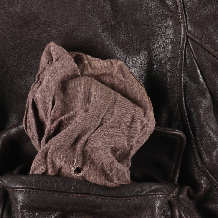 OLIVIER DE BREUIL A-2 Leather Flight Jacket, Men's Size XL genuine leather brown type Vintage Second Hand