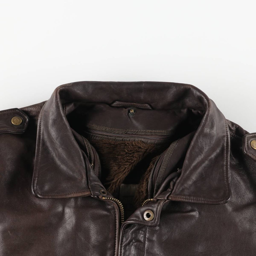 OLIVIER DE BREUIL A-2 Leather Flight Jacket, Men's Size XL genuine leather brown type Vintage Second Hand