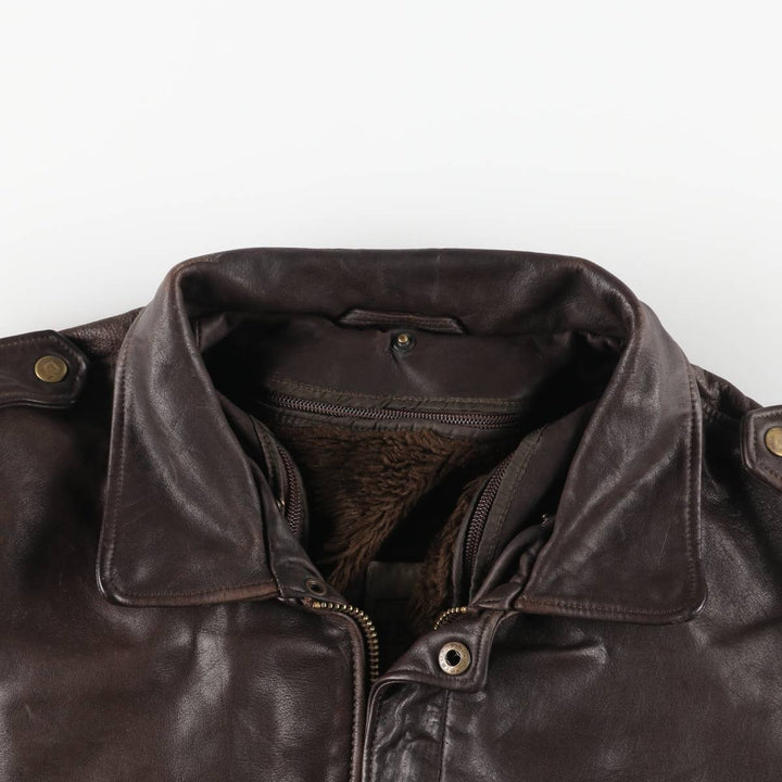 OLIVIER DE BREUIL A-2 Leather Flight Jacket, Men's Size XL genuine leather brown type Vintage Second Hand