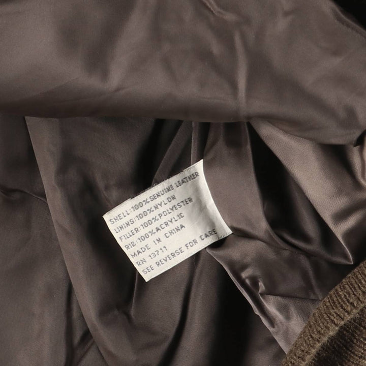 JOHN ASHFORD A-2 Style Hidden Button-Down Padded Leather Flight Jacket, Men's XL genuine leather brown type Vintage Second Hand