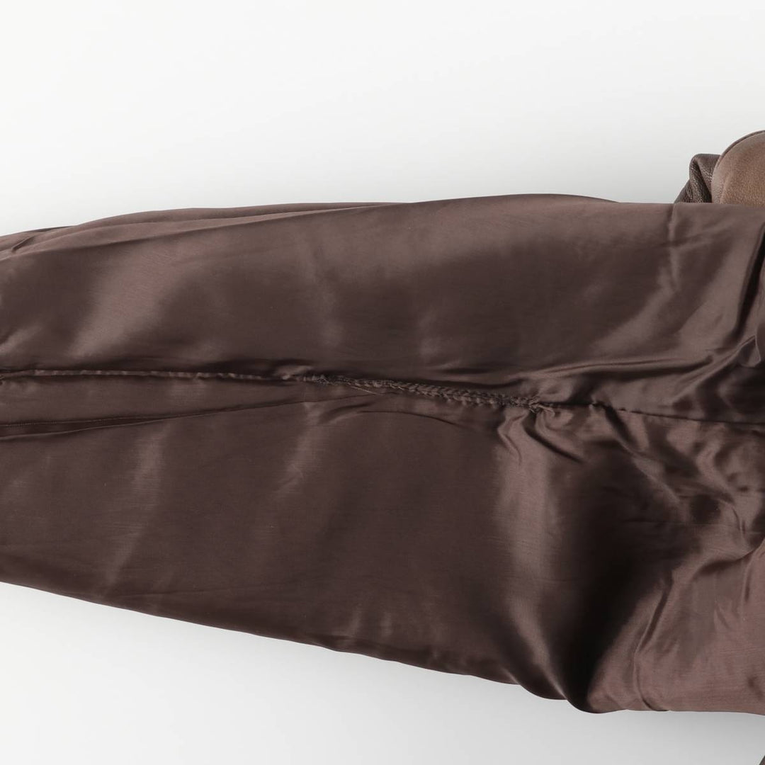 JOHN ASHFORD A-2 Style Hidden Button-Down Padded Leather Flight Jacket, Men's XL genuine leather brown type Vintage Second Hand