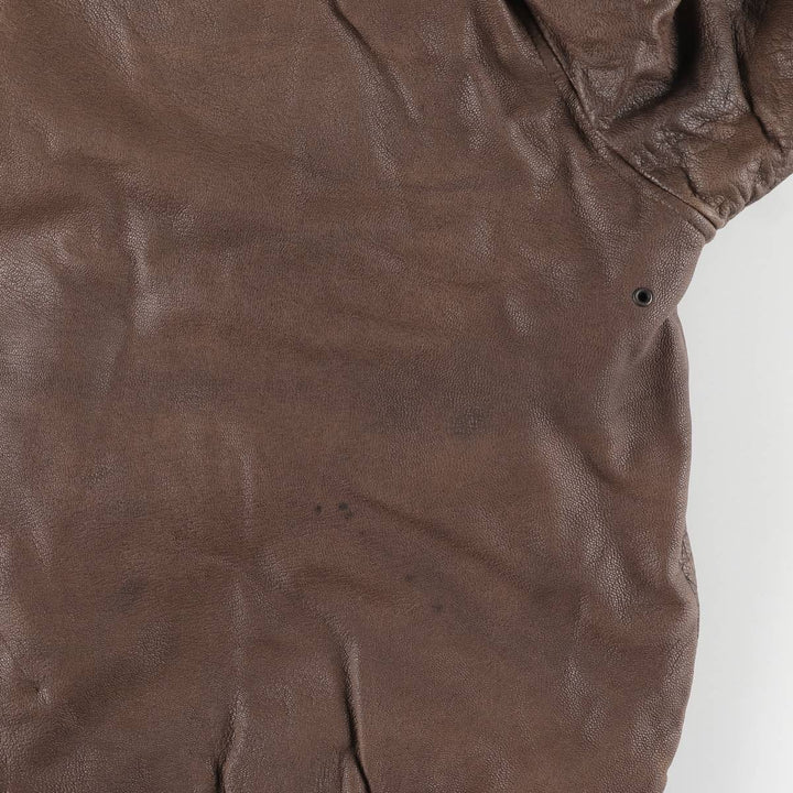 JOHN ASHFORD A-2 Style Hidden Button-Down Padded Leather Flight Jacket, Men's XL genuine leather brown type Vintage Second Hand