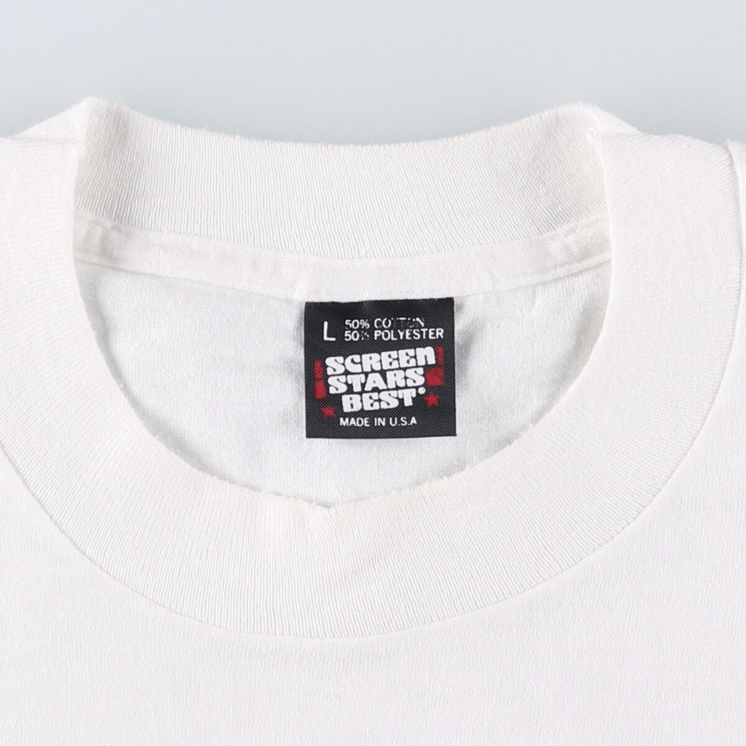 90'S Screen Stars Best Printed T-shirt Made in USA Men's L Vintage polyester white type Vintage Second Hand