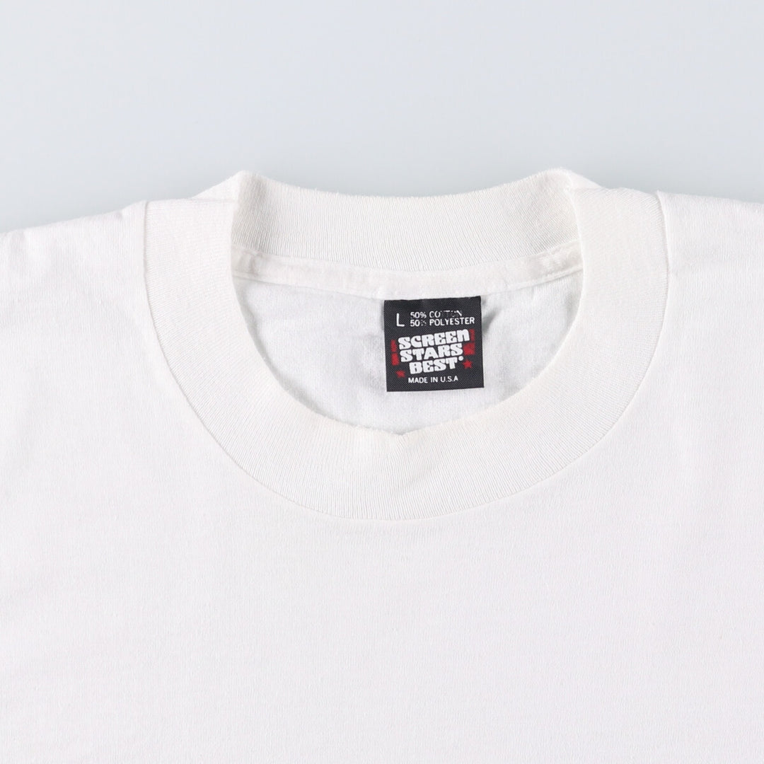 90'S Screen Stars Best Printed T-shirt Made in USA Men's L Vintage polyester white type Vintage Second Hand