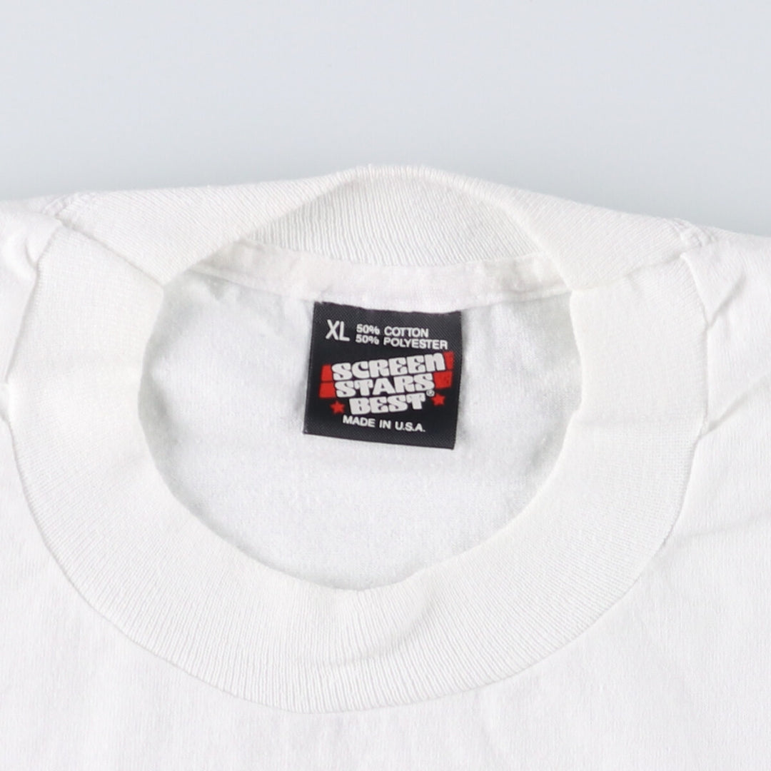 90'S SCREEN STARS Printed T-shirt Made in USA Men's XL Vintage cotton white type Vintage Second Hand