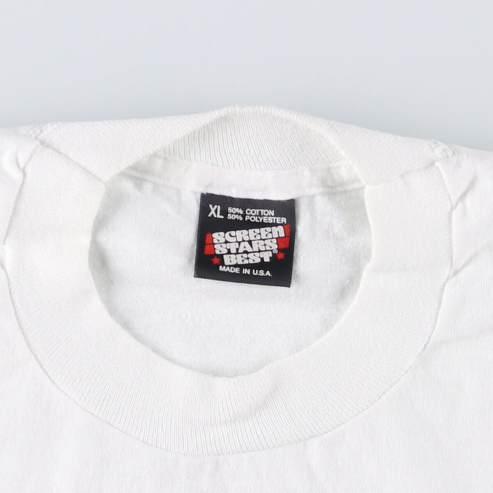 90'S SCREEN STARS Printed T-shirt Made in USA Men's XL Vintage cotton white type Vintage Second Hand