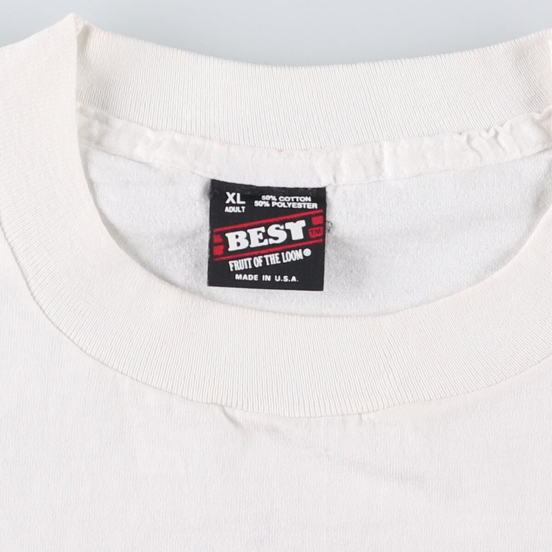 90'S Fruit of the Loom Best Printed T-shirt, Made in USA, Men's XL, Vintage cotton white type Vintage Second Hand
