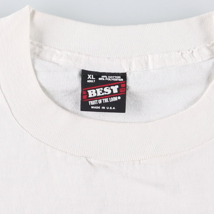 90'S Fruit of the Loom Best Printed T-shirt, Made in USA, Men's XL, Vintage cotton white type Vintage Second Hand