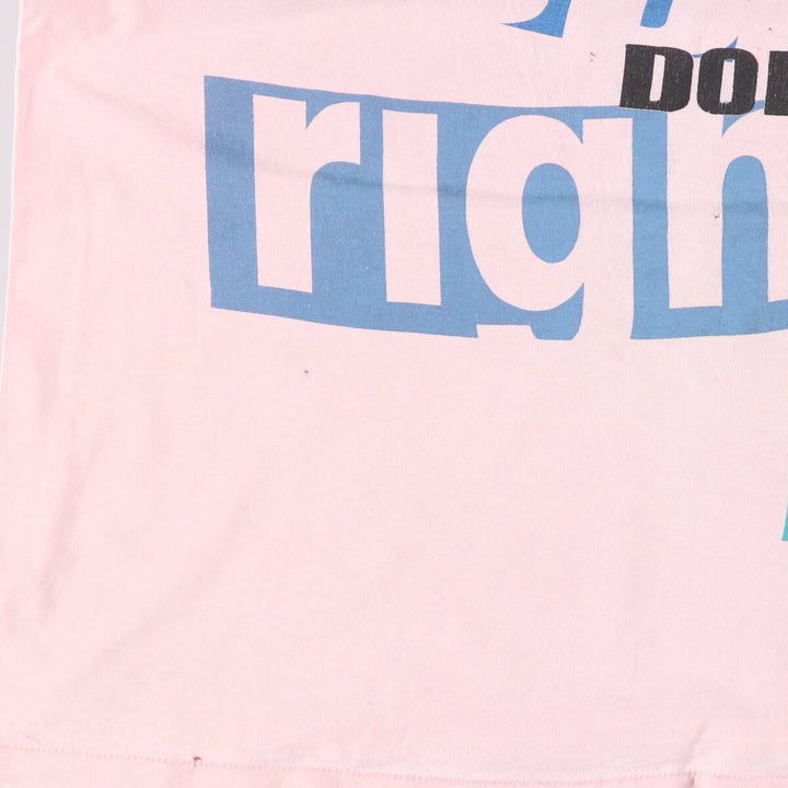 90'S ONEITA POWER-T Message Print T-Shirt Made in USA Men's L Size Vintage cotton pink type Vintage Second Hand