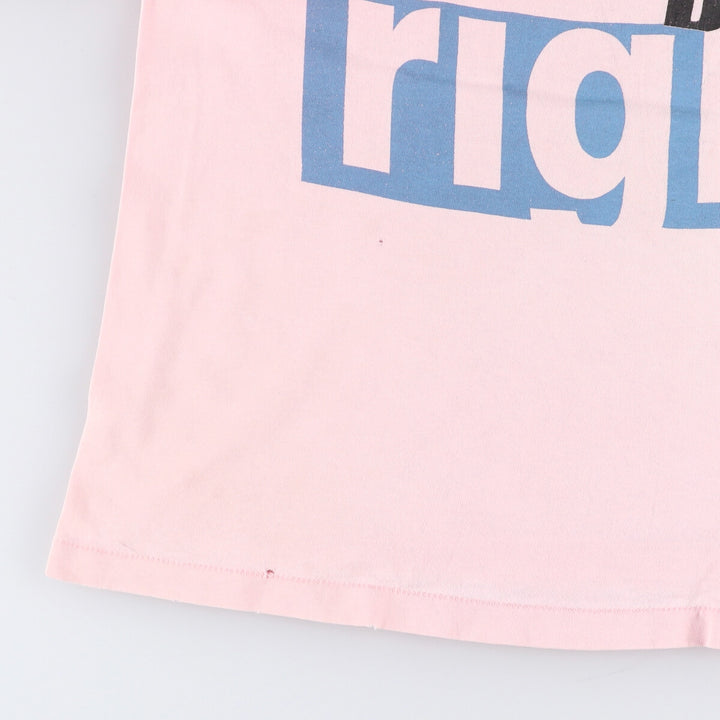 90'S ONEITA POWER-T Message Print T-Shirt Made in USA Men's L Size Vintage cotton pink type Vintage Second Hand