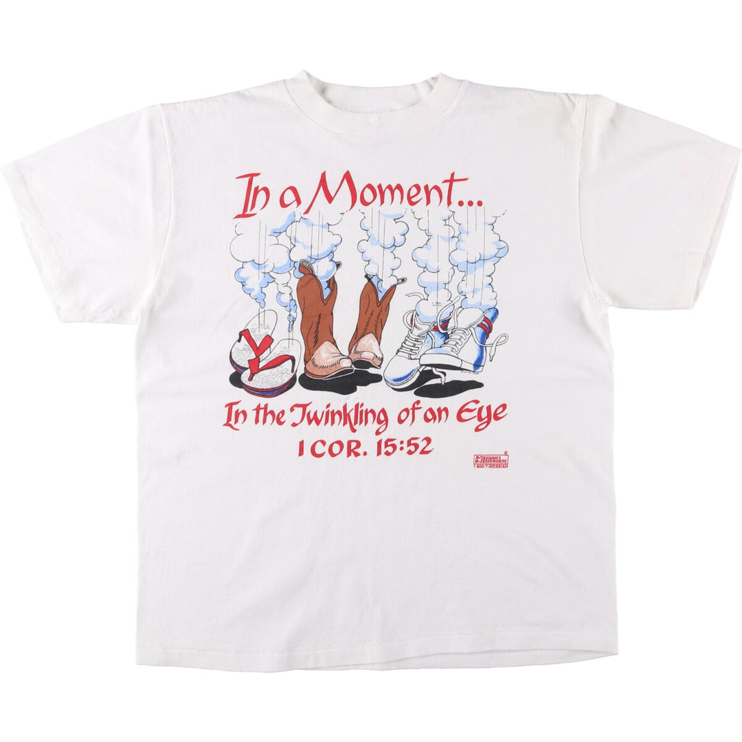 Vintage 90'S Delta DELTA Message Print T-shirt Made in USA Men's L cotton white type Vintage Second Hand